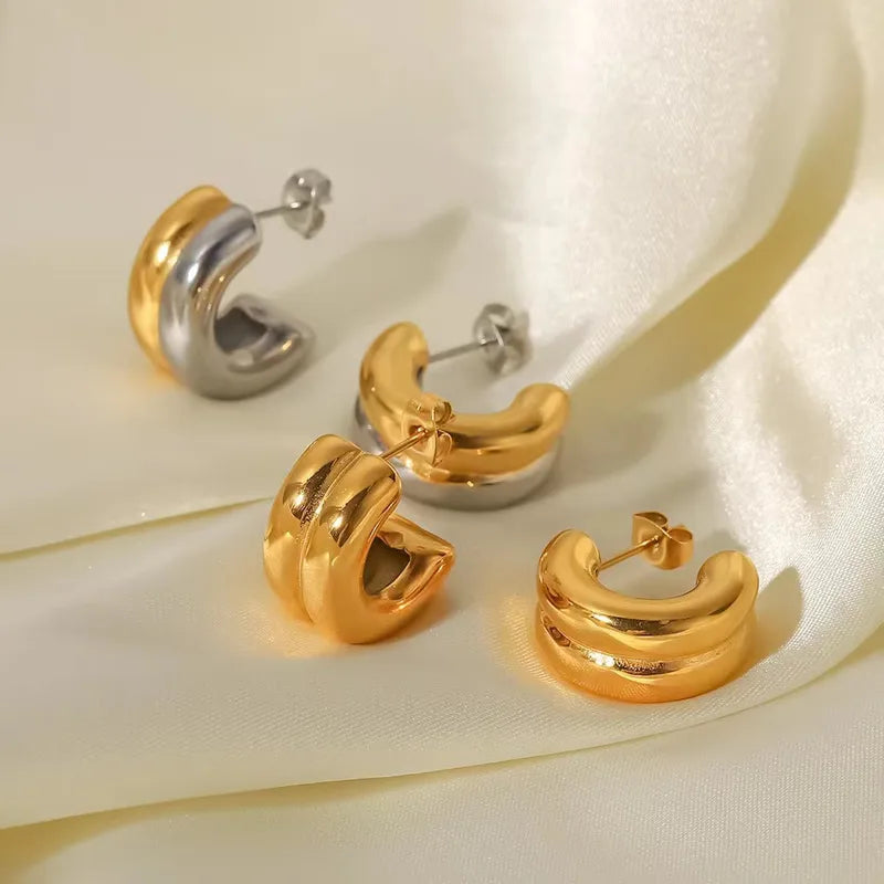 Gold Simple Style Ear Studs