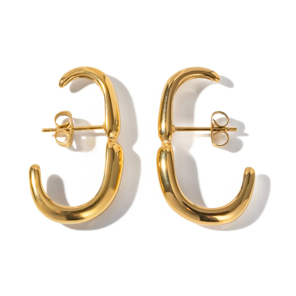 Gold C Shape Ear Studs