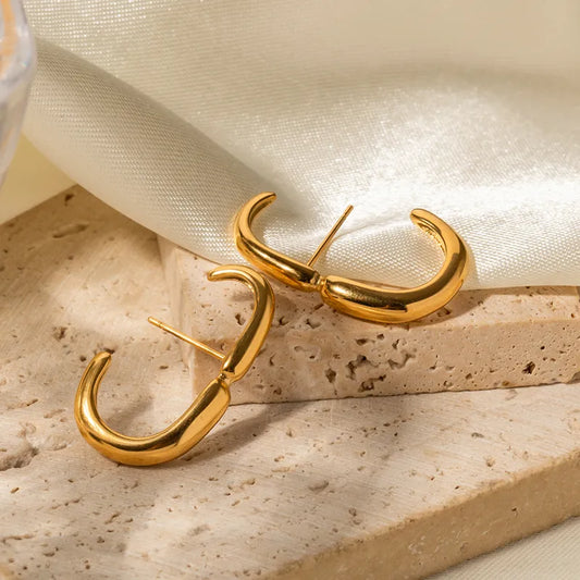 Gold C Shape Ear Studs
