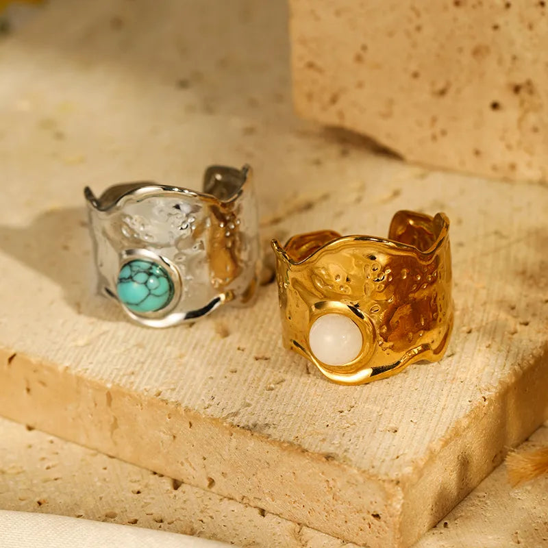 Geometric Gemstone Adjustable Rings