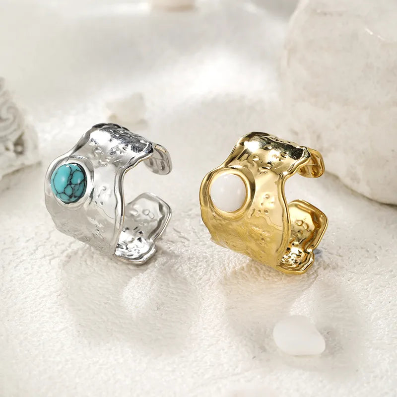 Geometric Gemstone Adjustable Rings
