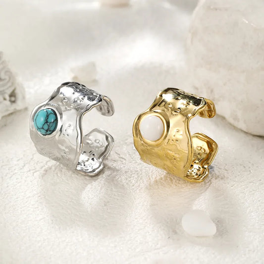 Geometric Gemstone Adjustable Rings