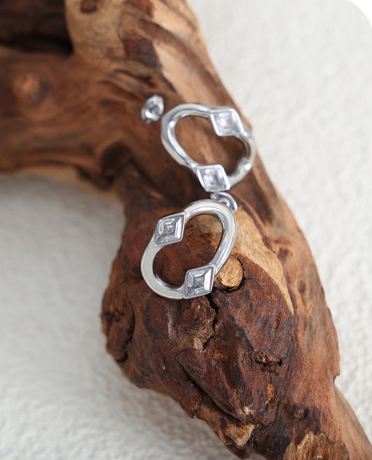 Silver Rhombus Ear Studs