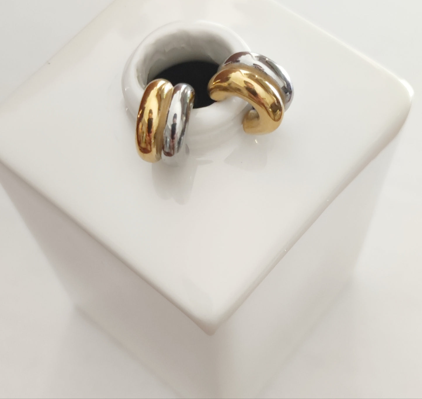 Two-Tone Simple Style Ear Studs