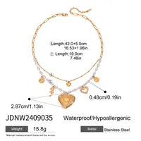 Multi Charms Gold Heart Shape Necklace