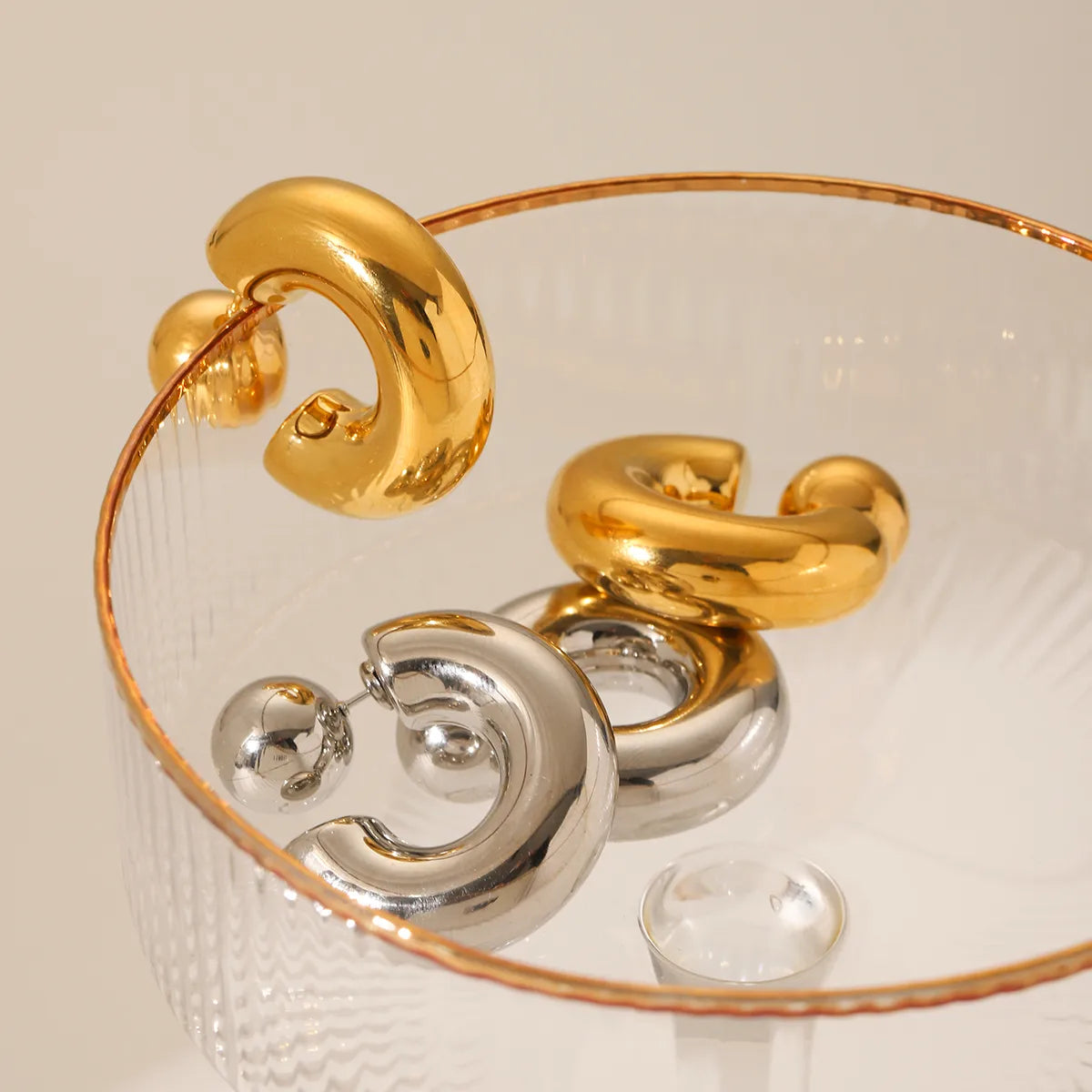 Artistic Gold and Silver Ear Studs