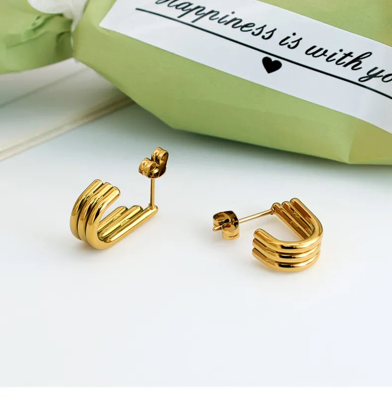 Gold Geometric Ear Studs