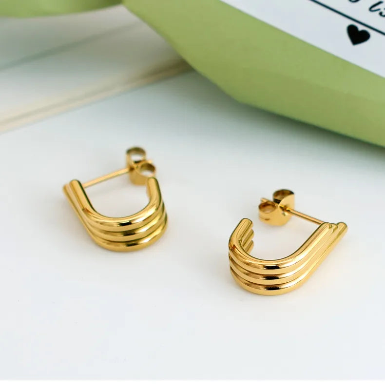 Gold Geometric Ear Studs