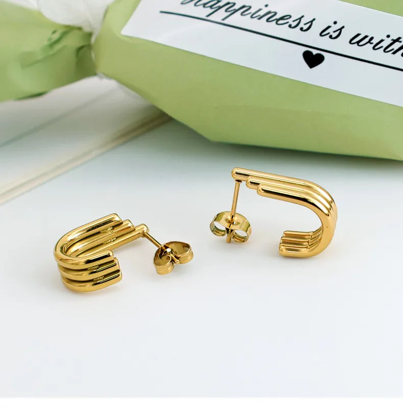 Gold Geometric Ear Studs