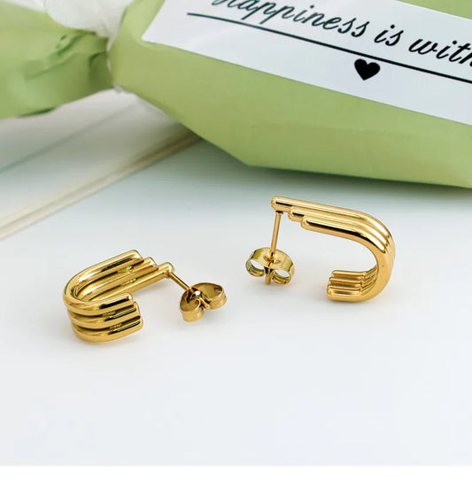 Gold Geometric Ear Studs