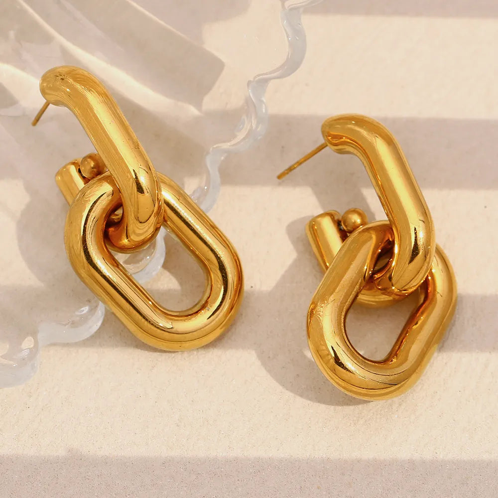 Gold Geometric Drop Earrings