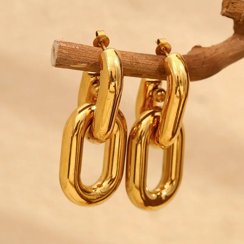 Gold Geometric Drop Earrings