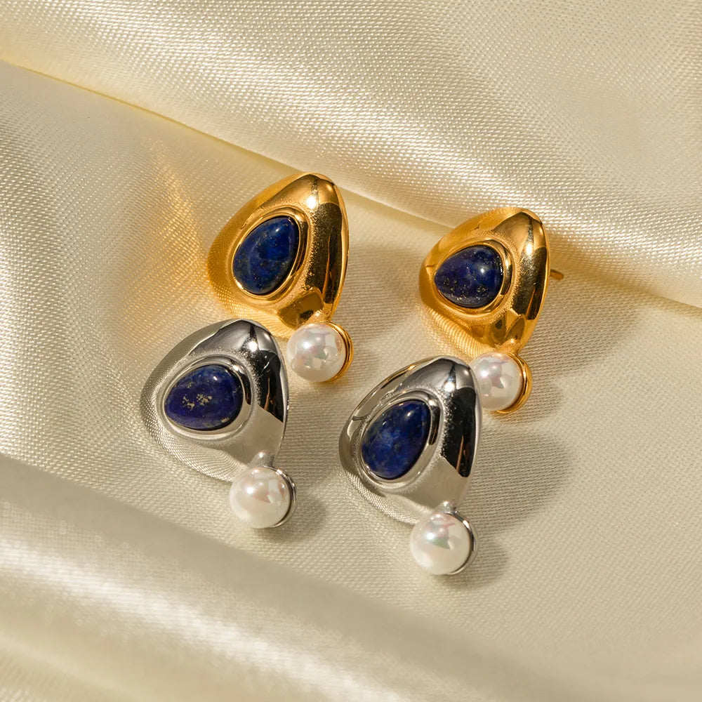 Gold and Silver Droplet Ear Studs