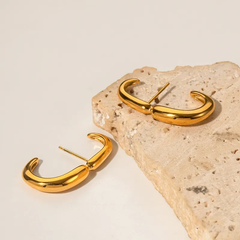 Gold C Shape Ear Studs