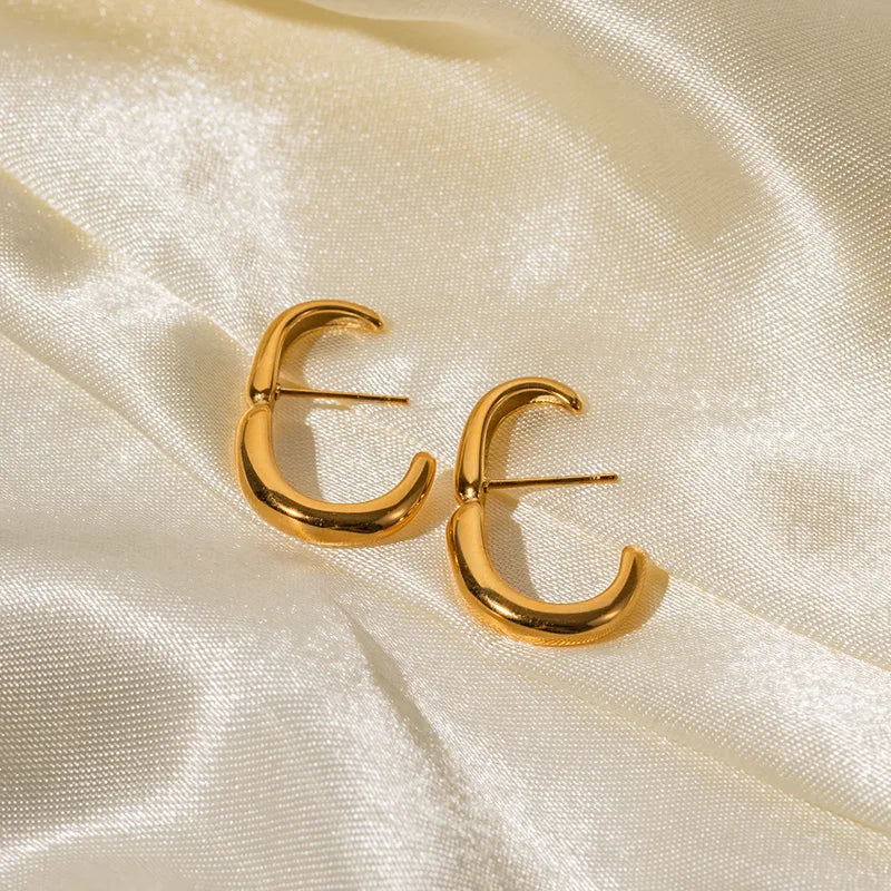 Gold C Shape Ear Studs