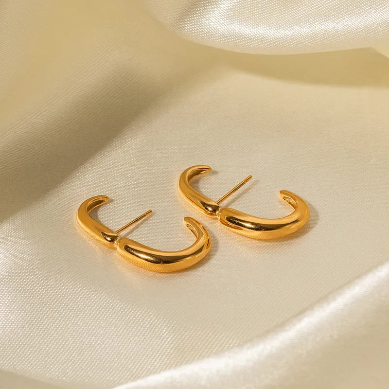 Gold C Shape Ear Studs