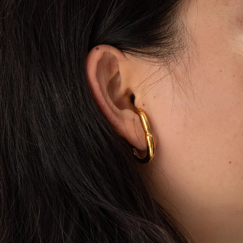 Gold C Shape Ear Studs