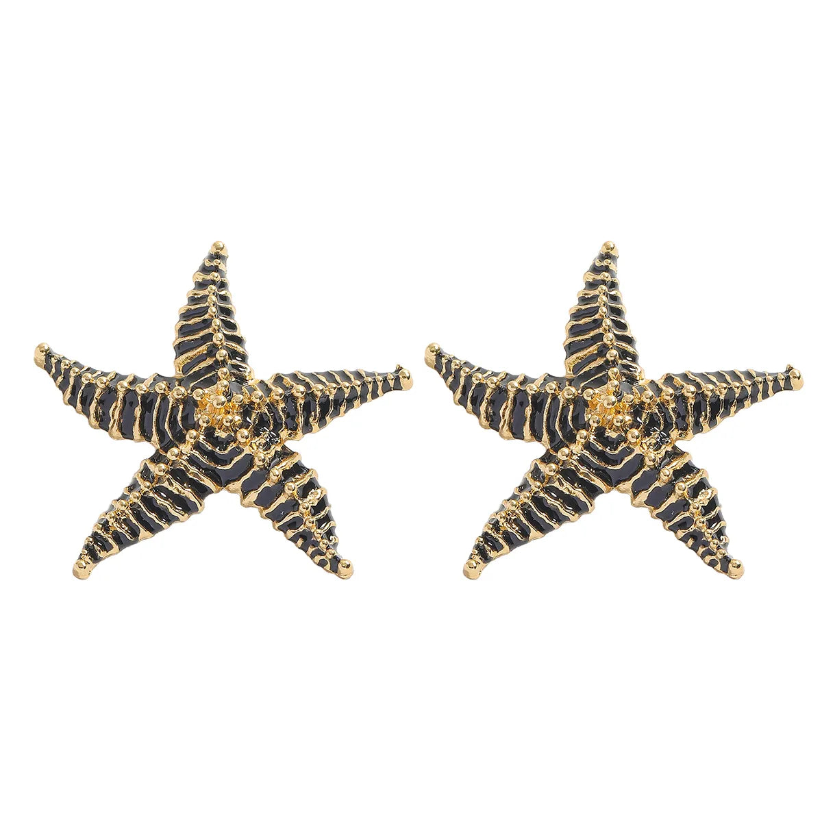Black and Gold Starfish Ear Studs