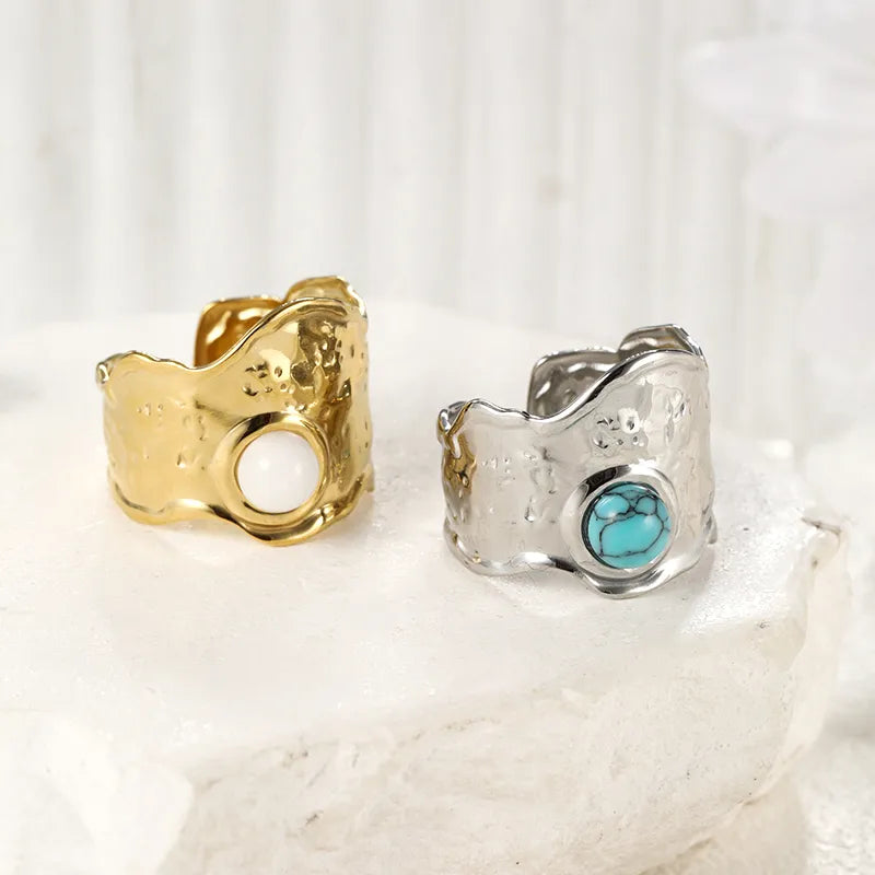 Geometric Gemstone Adjustable Rings