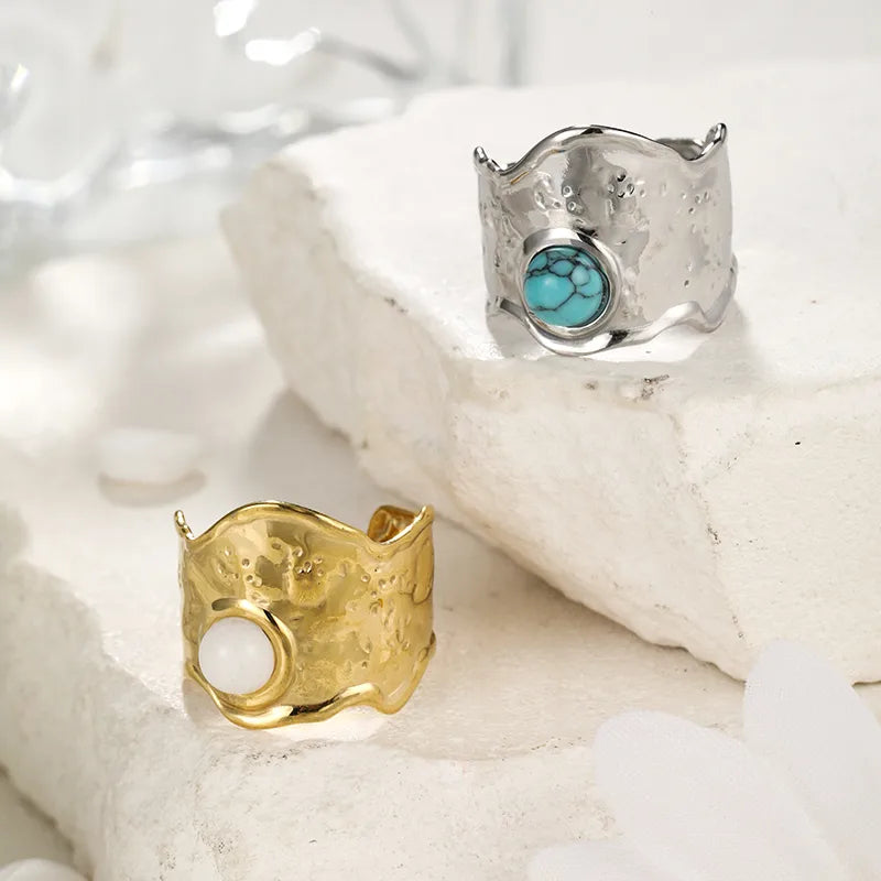 Geometric Gemstone Adjustable Rings