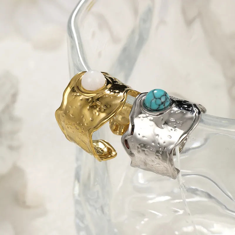 Geometric Gemstone Adjustable Rings