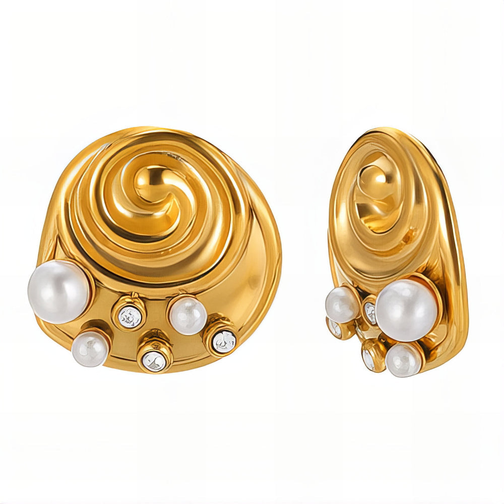 Gold Pearly Ear Studs