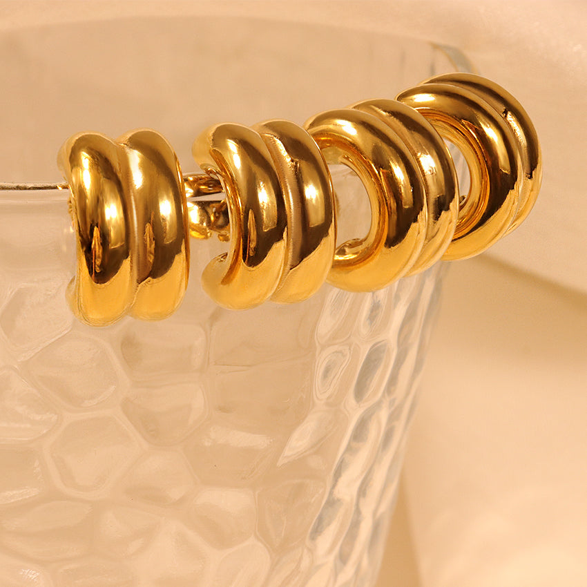 Gold Simple Style Ear Studs