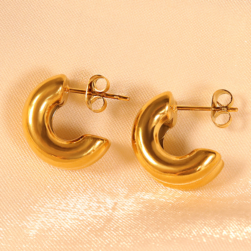Gold Simple Style Ear Studs