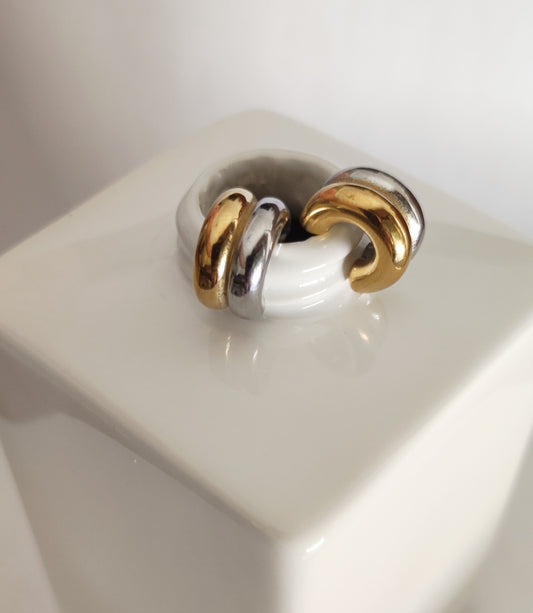 Two-Tone Simple Style Ear Studs