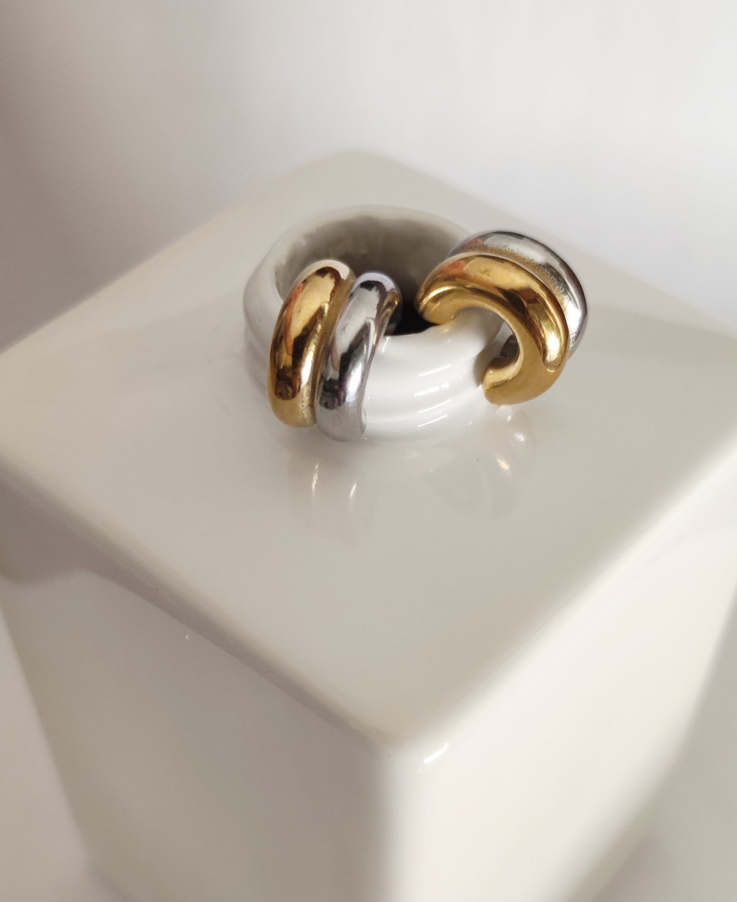 Two-Tone Simple Style Ear Studs