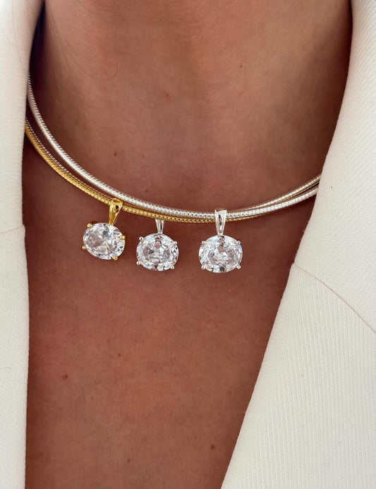 Diamond-Studded Spring Chain 304 Stainless Steel 18K Gold Plated Necklace