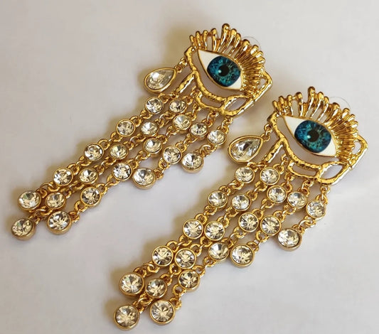 Elegant Retro Devil's Eye Plating Inlay Alloy Zircon Drop Earrings
