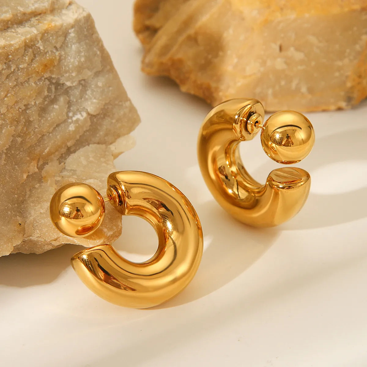 Artistic Gold and Silver Ear Studs