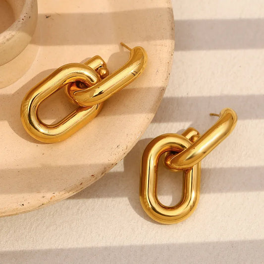 Gold Geometric Drop Earrings