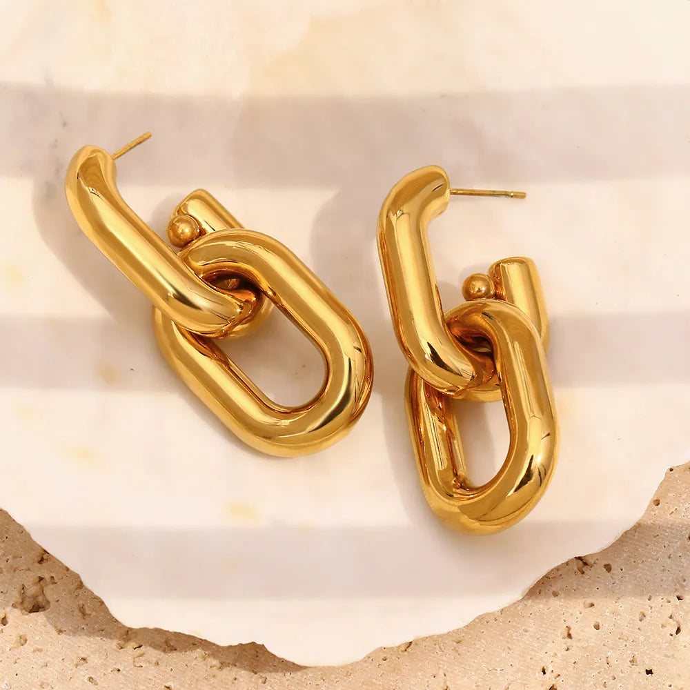 Gold Geometric Drop Earrings