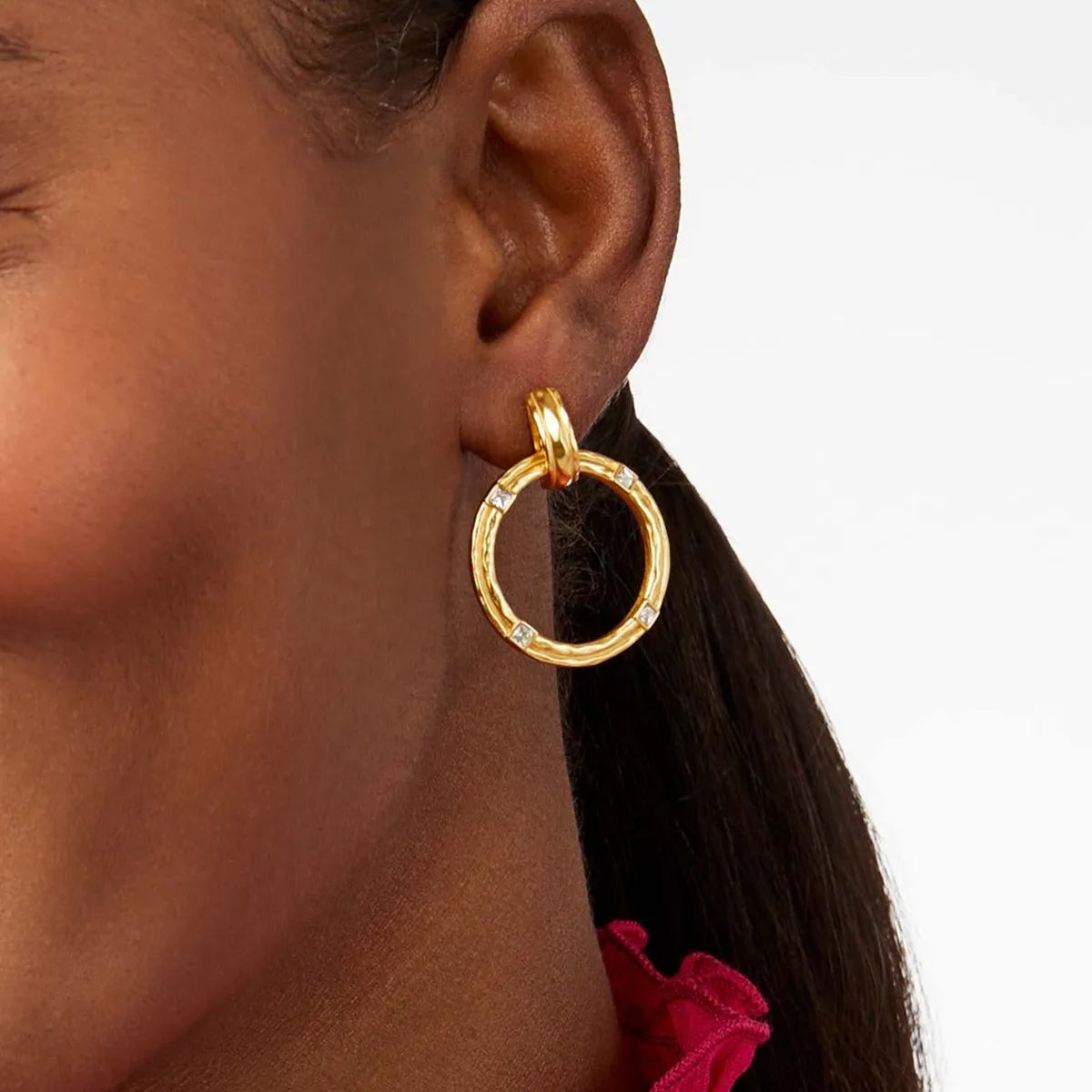 Geometric White Detailed Ear Studs