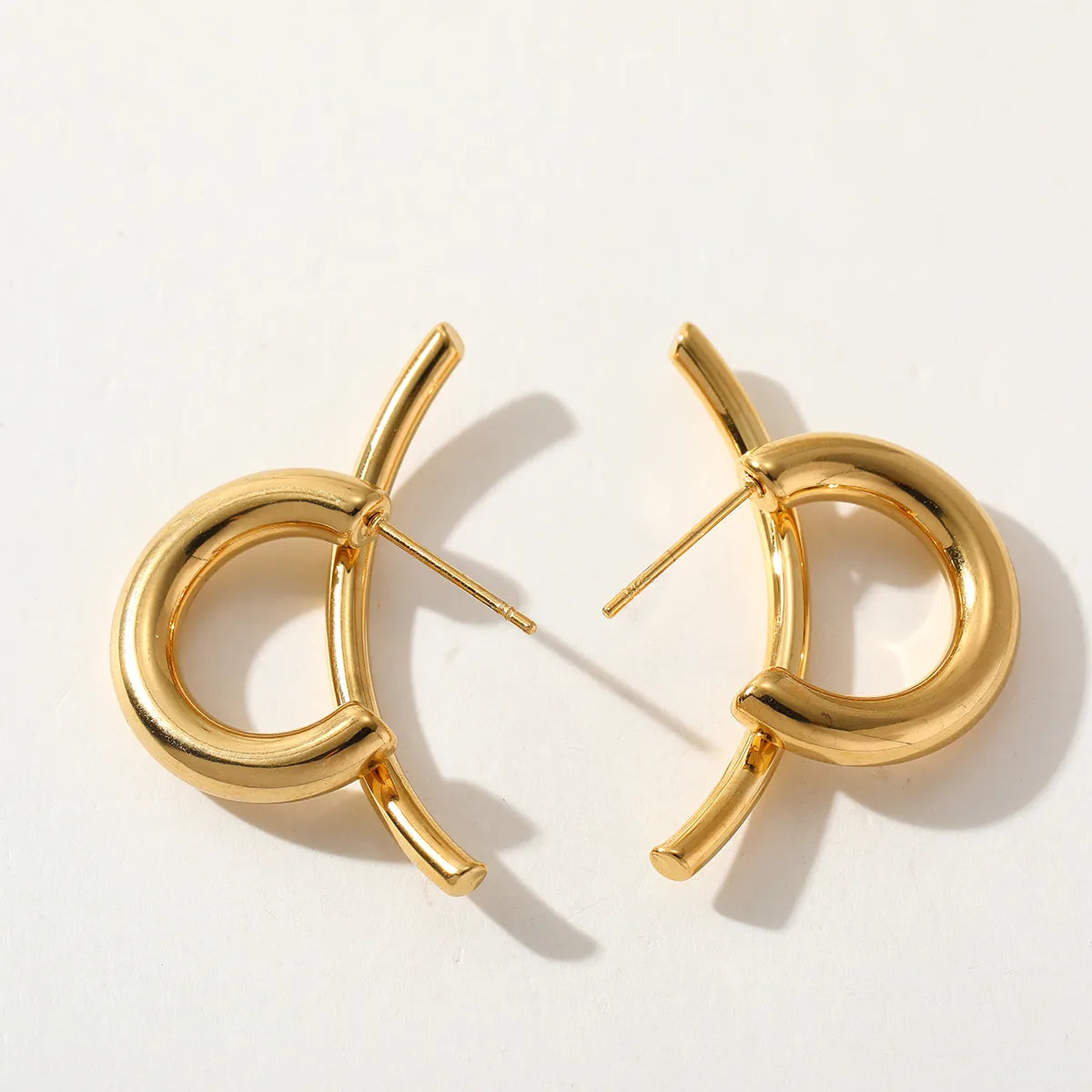Gold Plated Geometric Ear Studs