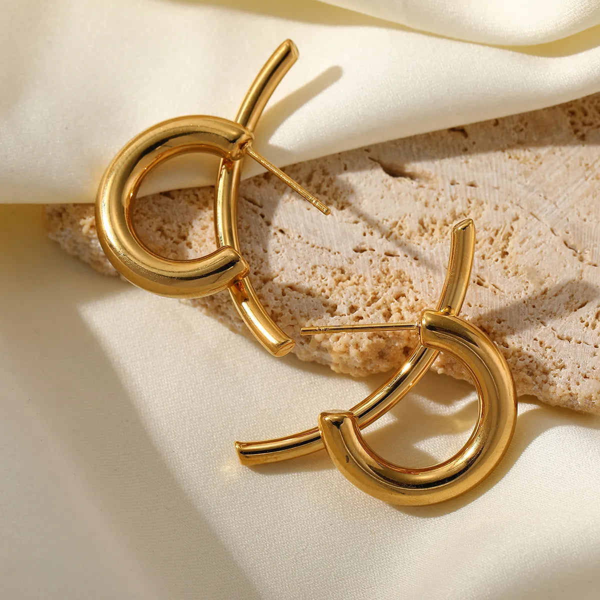Gold Plated Geometric Ear Studs