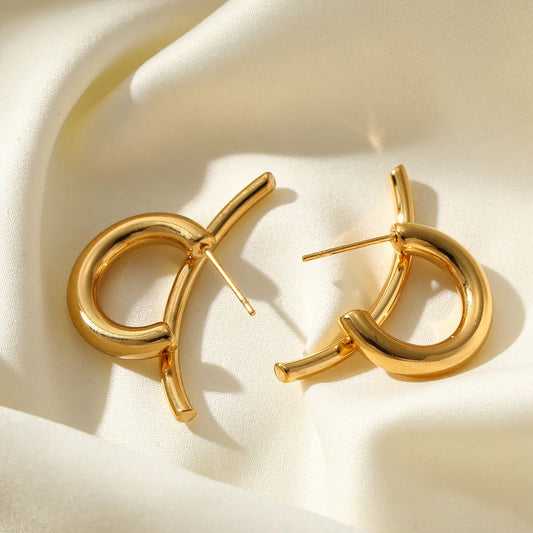Gold Plated Geometric Ear Studs