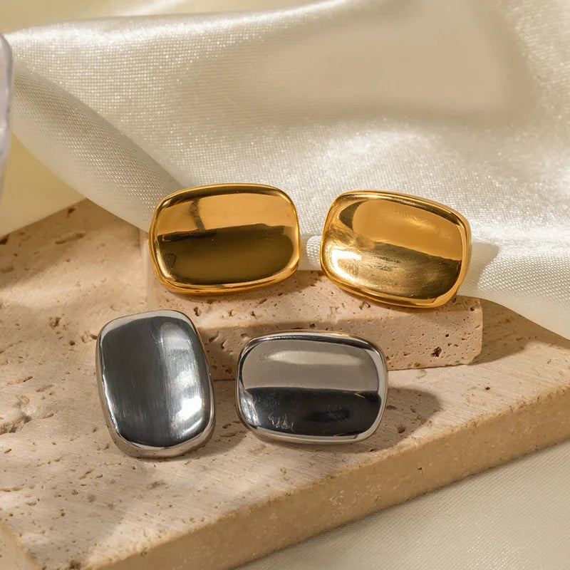 Gold and Silver Plated Rectangle Earrings