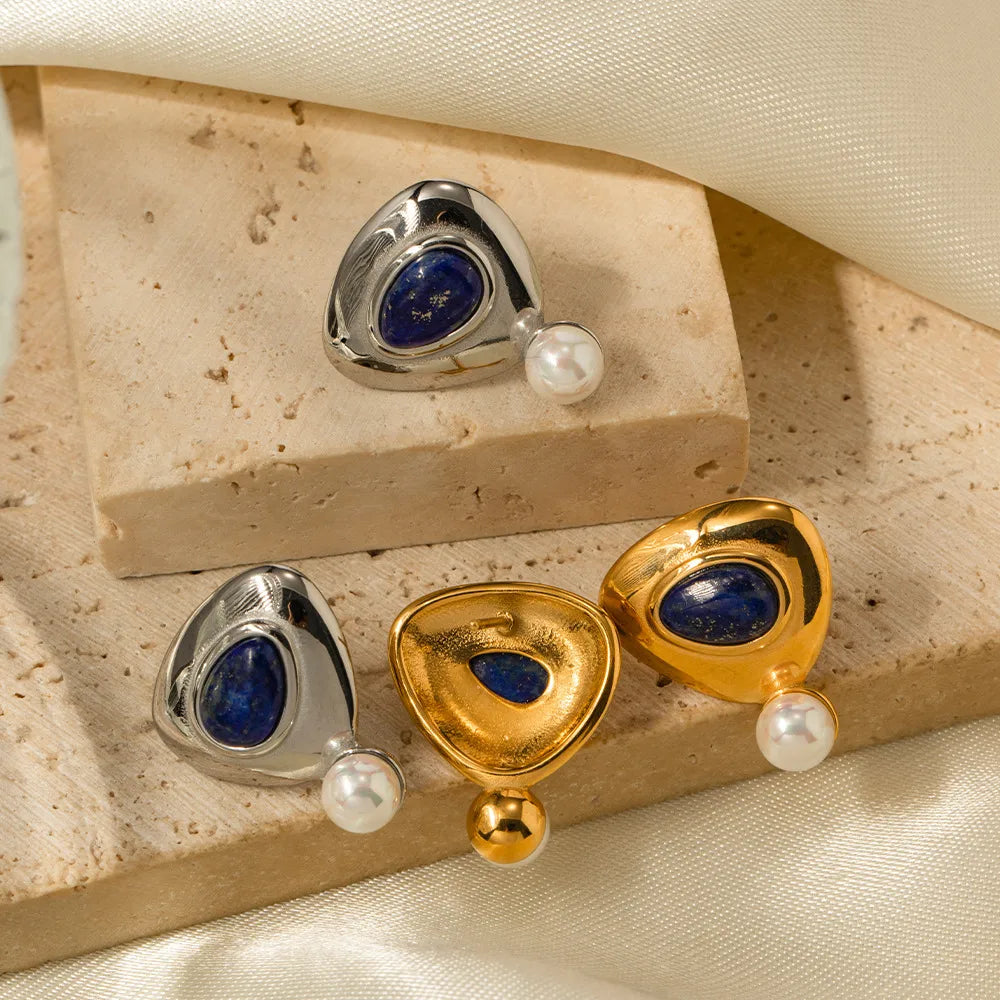 Gold and Silver Droplet Ear Studs