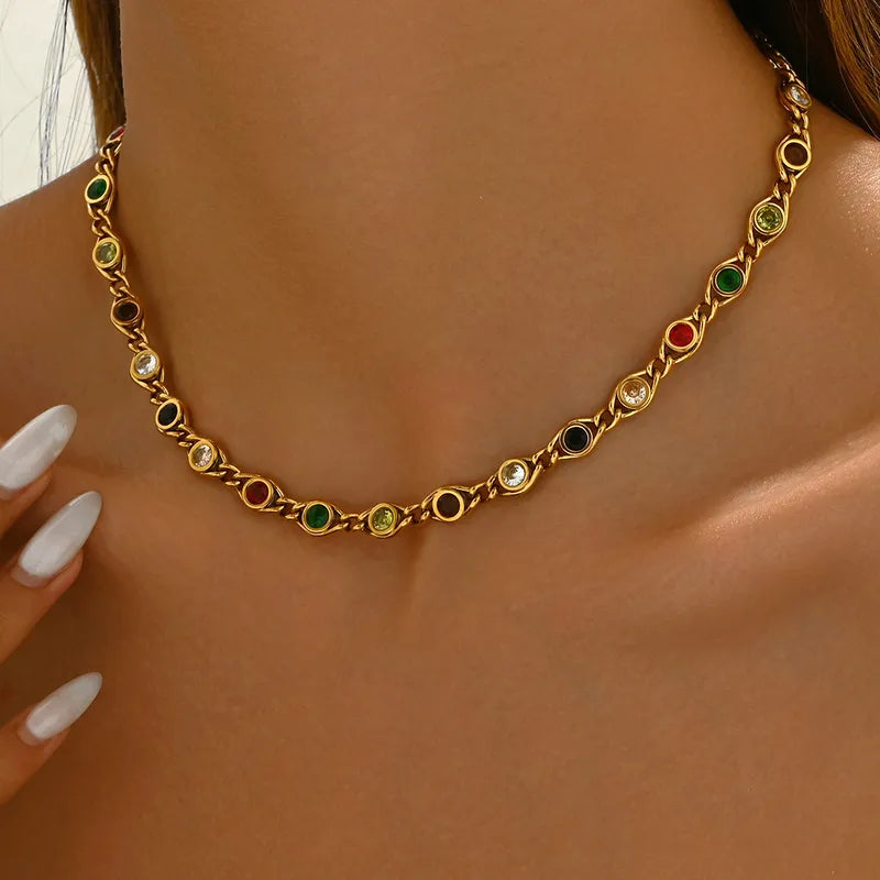 Simple Style Zircon Inlay Necklace