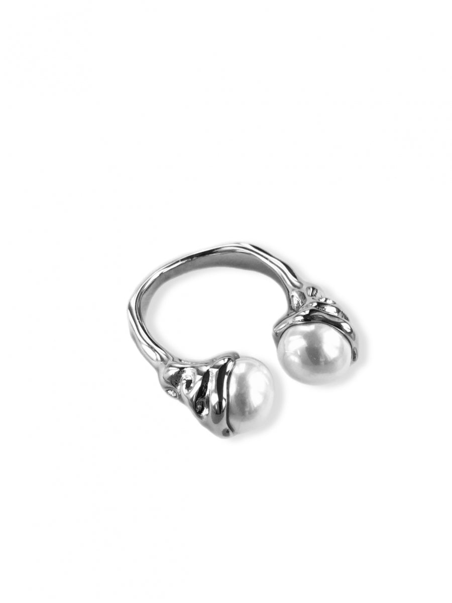 Gold and Silver Adjustable Pearly Ring